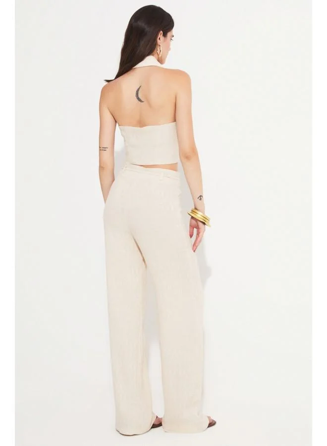 JUNE June Women Viscose Blend Vest Trouser Set Beige