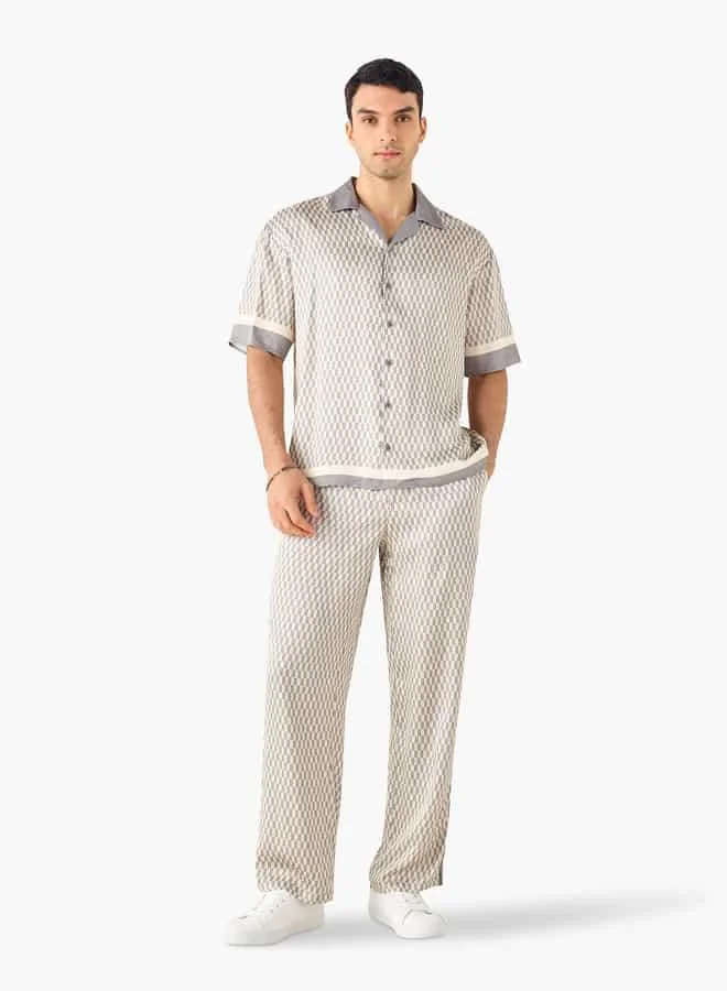 Emperor Emperor Printed Flexi Waist Pants with Elasticated Waistband