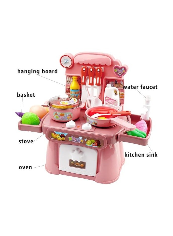 مجموعة أدوات عشاء من HaiLeTao Kitchen Toys، لعبة طهي الطعام التظاهري مع موسيقى خفيفة، آمنة ولطيفة للأطفال، لعبة هدية ممتعة، حوض مطبخ مع مياه جارية وموقد حثي إلكتروني - Image 4