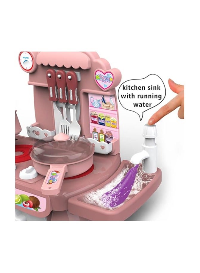 مجموعة أدوات عشاء من HaiLeTao Kitchen Toys، لعبة طهي الطعام التظاهري مع موسيقى خفيفة، آمنة ولطيفة للأطفال، لعبة هدية ممتعة، حوض مطبخ مع مياه جارية وموقد حثي إلكتروني - Image 3