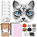 Draupnir 6Pcs Therian Mask Kit Cat Fox Mask with Felt Fabric Sheet Fur and Eye Mesh DIY Blank White Paper Cat Face Mask to Paint - Image 3