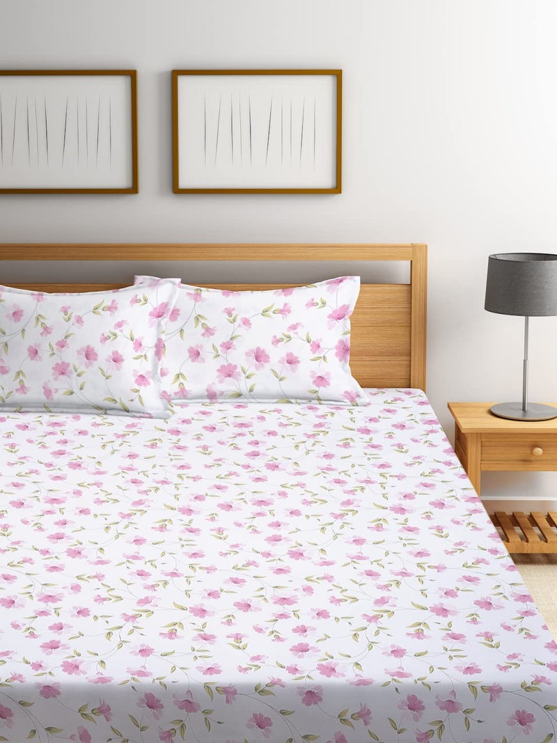 Ambra Linens 180TC Premium Bed Sheet Set Bed Sheet Double Bed 100 Cotton Bed Sheet Soft Smooth Flat Sheets Bed Sheet for AllSeason Use 1 Bedsheet and 2 Pillowcases Queen Size - Image 4