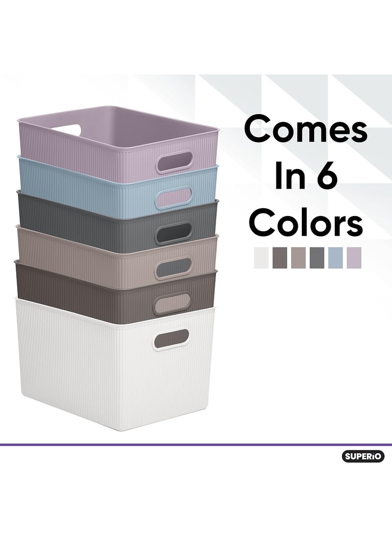 Superio Superio Ribbed Collection  Decorative Plastic Open Home Storage Bins Organizer Baskets XLarge Lilac Purple 1 Pack Container Boxes for Organizing Closet Shelves Drawer Shelf 22 Liter23 Quart  - Image 5