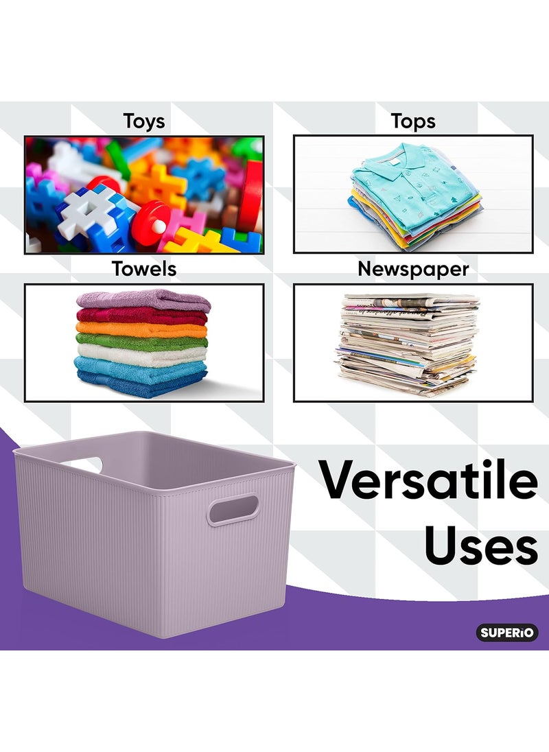 Superio Superio Ribbed Collection  Decorative Plastic Open Home Storage Bins Organizer Baskets XLarge Lilac Purple 1 Pack Container Boxes for Organizing Closet Shelves Drawer Shelf 22 Liter23 Quart  - Image 4