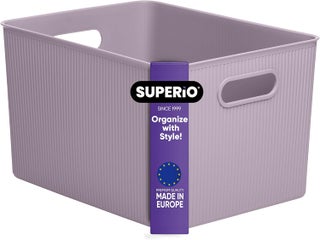 Superio Ribbed Collection  Decorative Plastic Open Home Storage Bins Organizer Baskets XLarge Lilac Purple 1 Pack Container Boxes for Organizing Closet Shelves Drawer Shelf 22 Liter23 Quart - pzsku/Z3613B7DB1EC086AB79B3Z/45/1747233661/b9bf06cf-a086-4a02-9a46-24ff1e675686