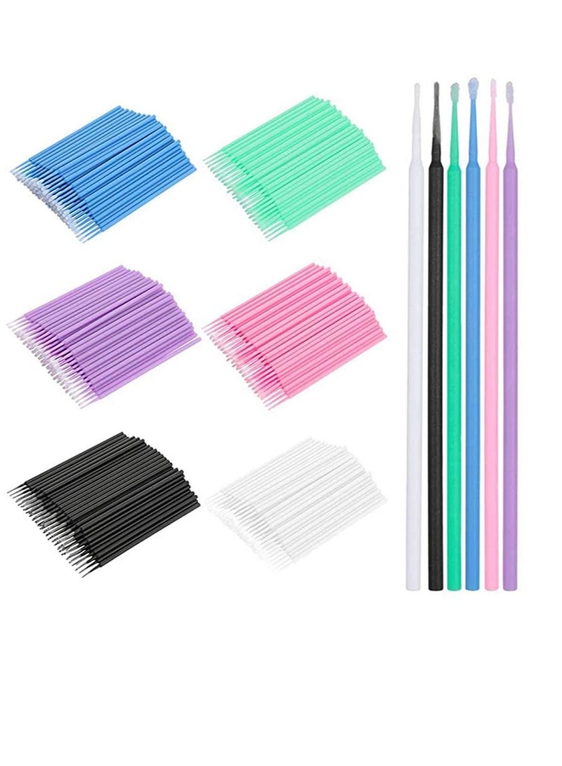 Excefore Micro Applicator Brushes Multicolor Disposable Bendable Eyelash Extension Swab for Makeup Oral Clean and Dental 600 Pcs 6 Color - Image 1