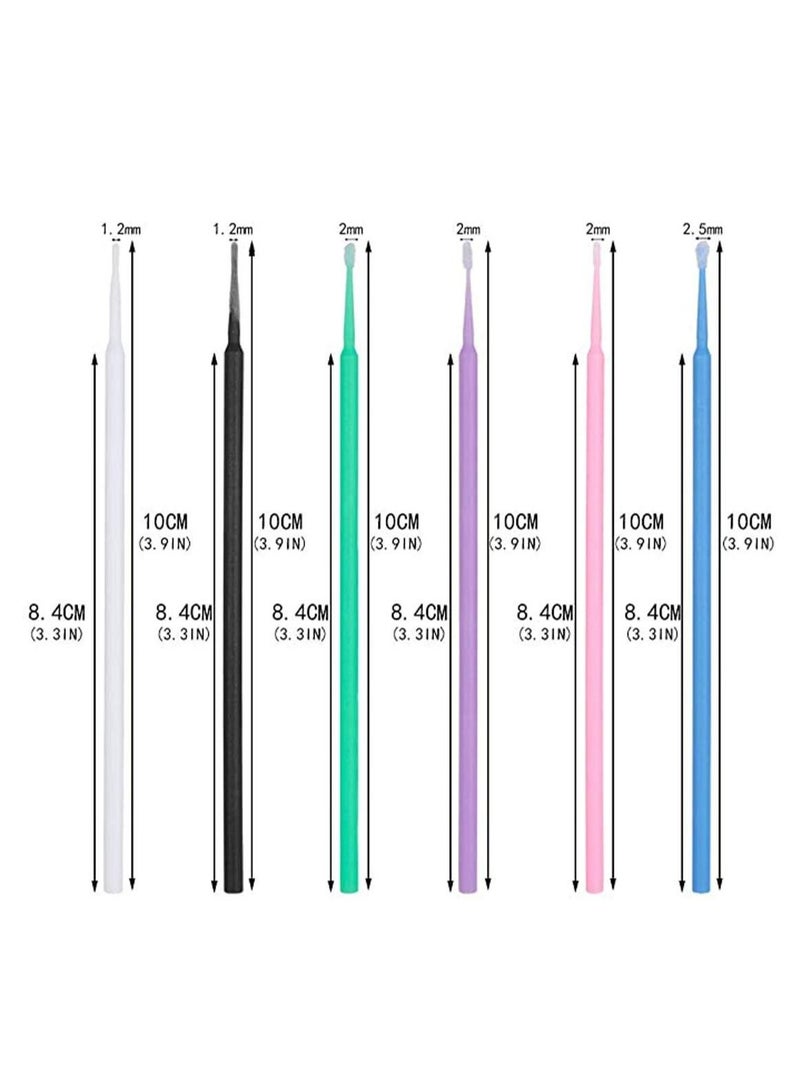 Excefore Micro Applicator Brushes Multicolor Disposable Bendable Eyelash Extension Swab for Makeup Oral Clean and Dental 600 Pcs 6 Color - Image 2