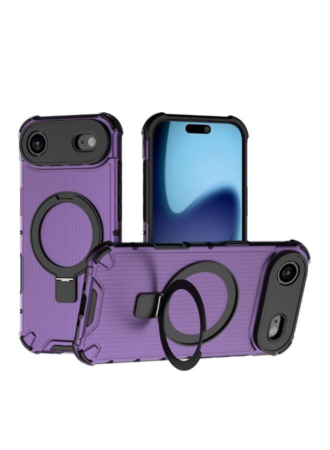 general Corrugated Case For iPhone 17 Air Magnetic Shockproof Phone Metal Bracket Holder Protective Cover - Image 1