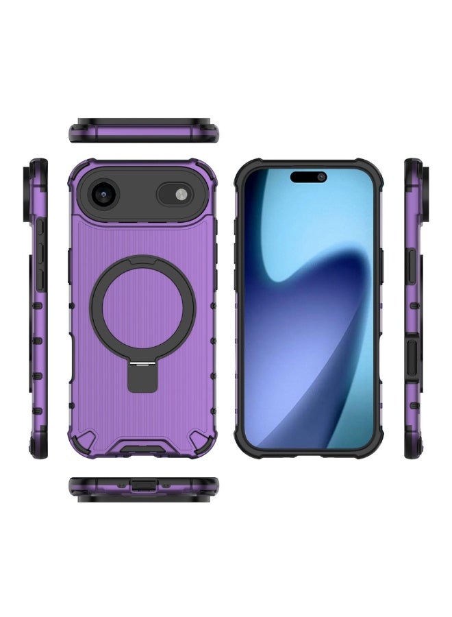 general Corrugated Case For iPhone 17 Air Magnetic Shockproof Phone Metal Bracket Holder Protective Cover - Image 3