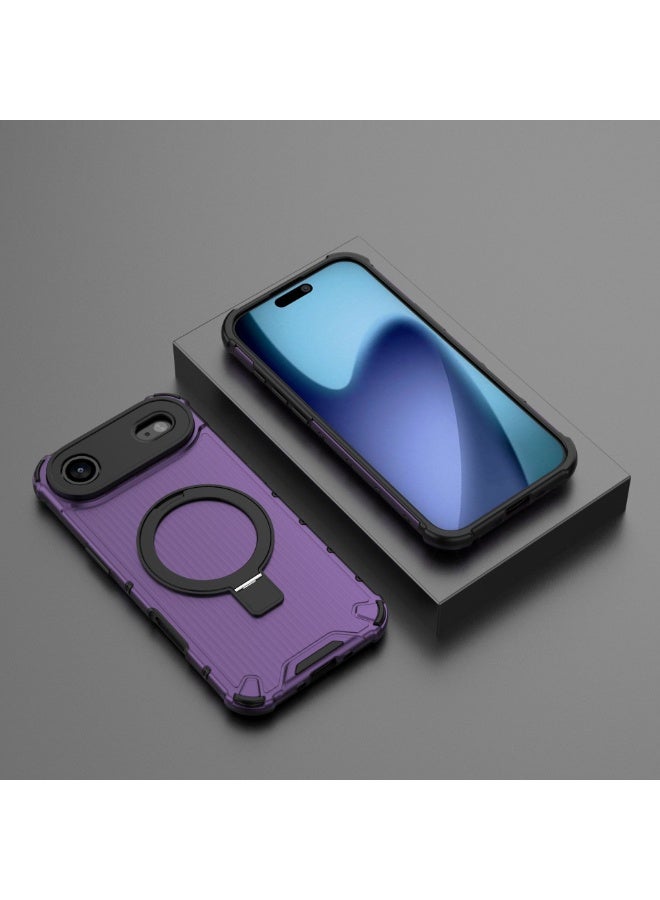 general Corrugated Case For iPhone 17 Air Magnetic Shockproof Phone Metal Bracket Holder Protective Cover - Image 2