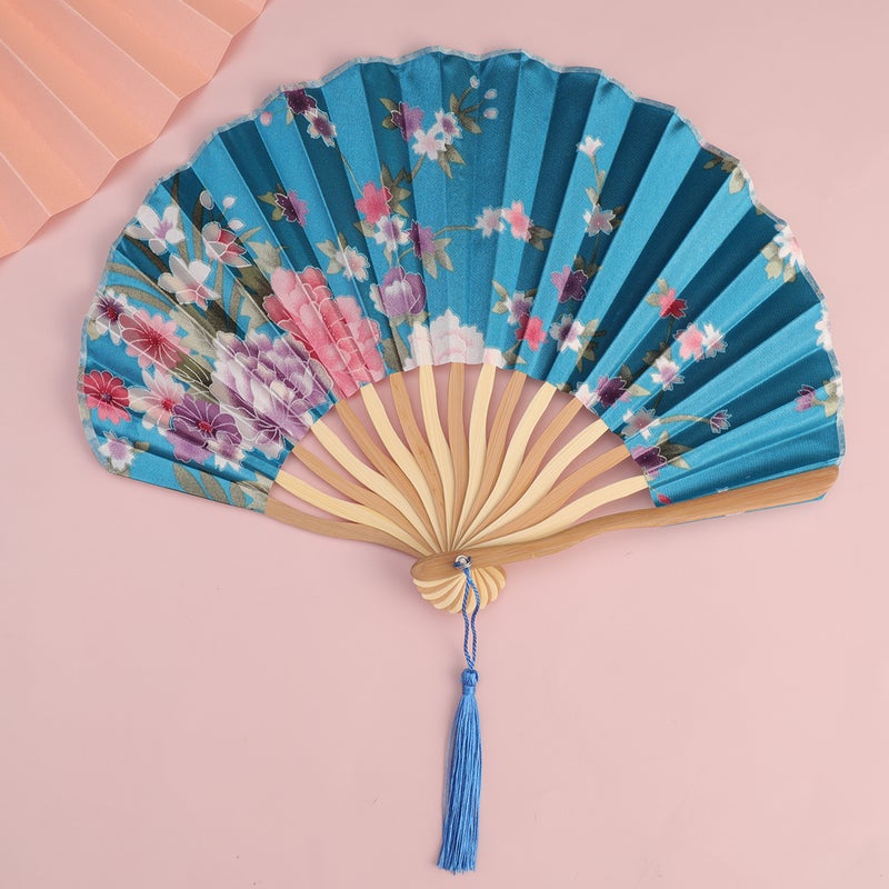 2Pcs Foldable Fan Silk Fan Delicate Unique Ornament Adornment Fan for Daily Stage ( , ) - Image 1