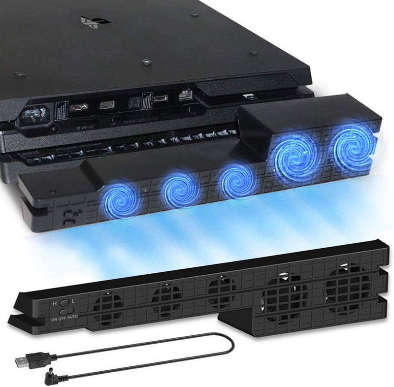مروحة تبريد Linkhood لجهاز PS4 PRO، مبرد خارجي USB مزود بـ 5 مراوح مع تحكم توربيني في درجة الحرارة لأجهزة سوني بلاي ستيشن برو للألعاب - Image 1