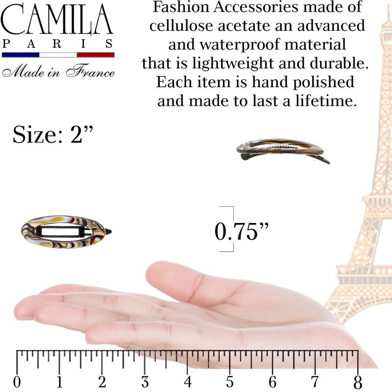 Camila Paris CP3367 French Hair Barrette Clip for Women, Handmade, Onyx, Side Slide-in Metal-Free Closure Strong Hold Grip Hair Clips for Girls, No Slip Durable Hair Accessories, Made in France - Image 3
