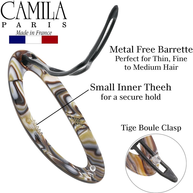 Camila Paris CP3367 French Hair Barrette Clip for Women, Handmade, Onyx, Side Slide-in Metal-Free Closure Strong Hold Grip Hair Clips for Girls, No Slip Durable Hair Accessories, Made in France - Image 5