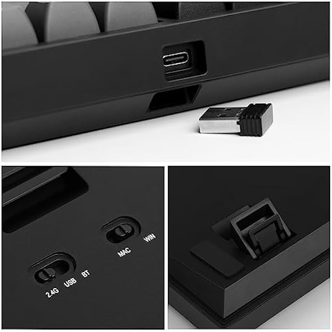 EPOMAKER TH80 SE GASKET 75% HOT SWAP RGB 2.4GHZ/ BLUETOOTH 5.0/ WIRED MECHANICAL GAMING KEYBOARD, NKRO WITH PORON/EVA FOAM, 4000MAH BATTERY, KNOB CONTROL FOR E-SPORT/WINDOWS/MAC(FLAMINGO SWITCH) - Image 3