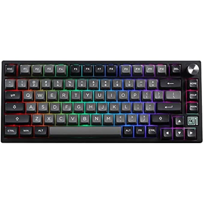 EPOMAKER TH80 SE GASKET 75% HOT SWAP RGB 2.4GHZ/ BLUETOOTH 5.0/ WIRED MECHANICAL GAMING KEYBOARD, NKRO WITH PORON/EVA FOAM, 4000MAH BATTERY, KNOB CONTROL FOR E-SPORT/WINDOWS/MAC(FLAMINGO SWITCH) - Image 1