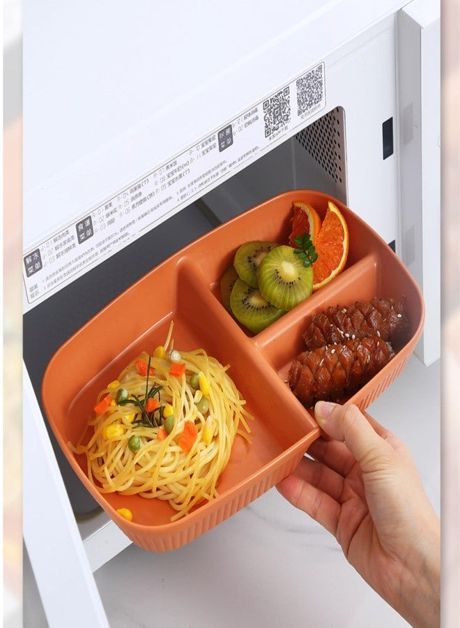 Amillee Wheat Straw Rectangular Divided Plates for Healthy Eating, 3 Sections Dinner Plates for Adults, Kids, Campers, and Portion Control, Microwave and Dishwasher Safe Dish (Pack of 2, Orange) - Image 3