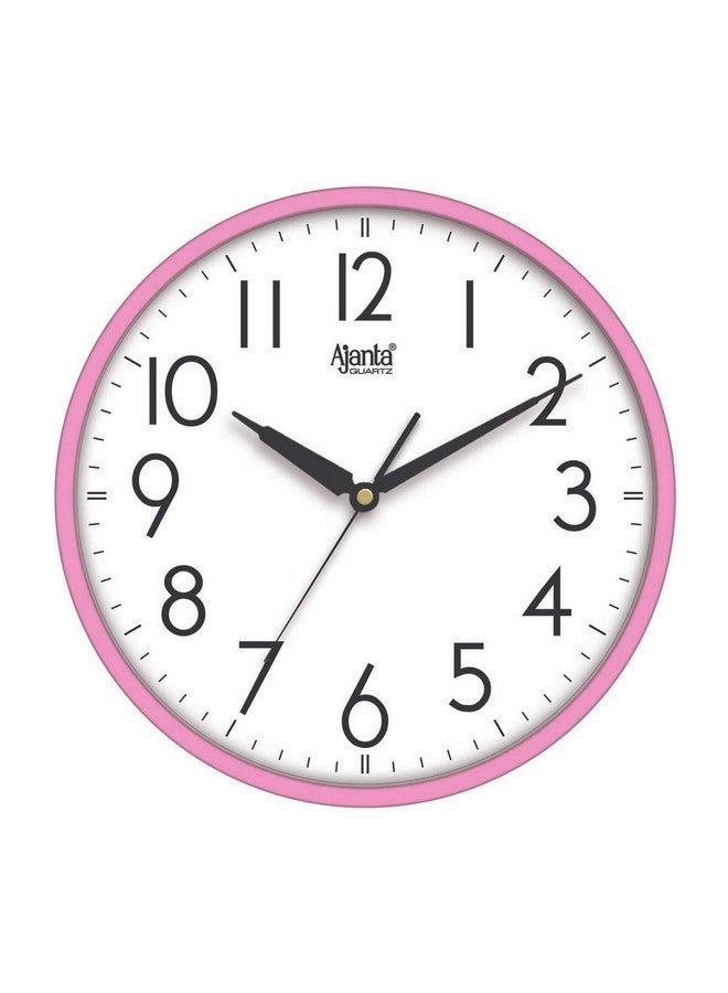 Ajanta Plastic Quartz Step Movement Premium Finish Analog Wall Clock (Pink, White, 30X30X4 Cm) - Image 1