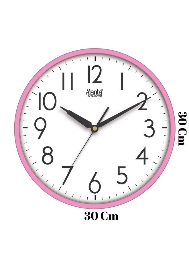 Ajanta Plastic Quartz Step Movement Premium Finish Analog Wall Clock (Pink, White, 30X30X4 Cm) - Image 2
