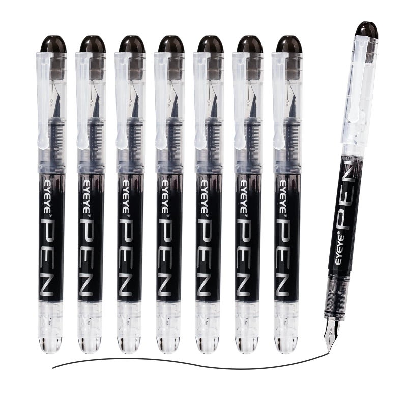 EYEYE Disposable Fountain Pens Fine Point, 8 Pack Black Pens for Writing, Stainless Steel Nib, Smooth Writing for Journaling, Drafting, Sketching, Doodling & Office Supplies - Image 5