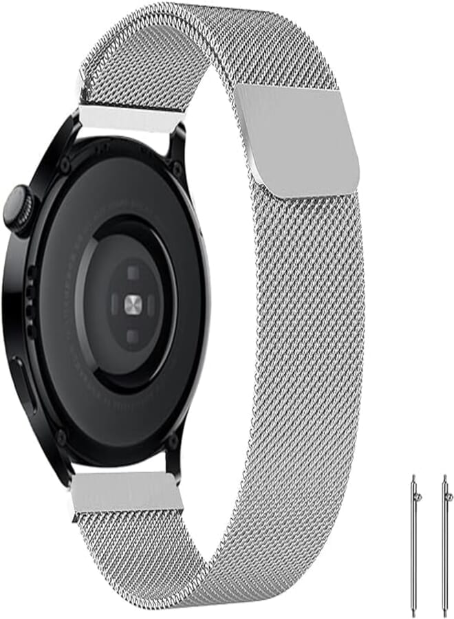 Generic ZoRoll 22mm Strap Compatible with Huawei Watch 4 Pro/Watch 4/Watch Ultimate/Watch Buds, Stainless Metal Magnetic Replacement Strap Compatible with Huawei Watch GT 3 Pro 46mm - Silver