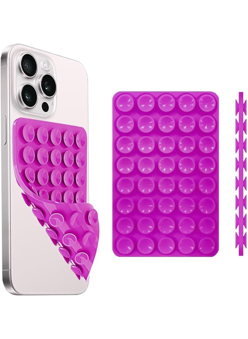 Silicone Suction Cup Phone Case Mount Double Sided, Hands-Free Strong Grip Phone Holder for Selfies, Videos, Desk, Car – Universal Silicone Phone Stand Compatible with iPhone and Android (Fuchsia) - Image 1