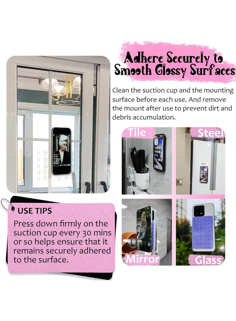 Silicone Suction Cup Phone Case Mount Double Sided, Hands-Free Strong Grip Phone Holder for Selfies, Videos, Desk, Car – Universal Silicone Phone Stand Compatible with iPhone and Android (Fuchsia) - Image 5