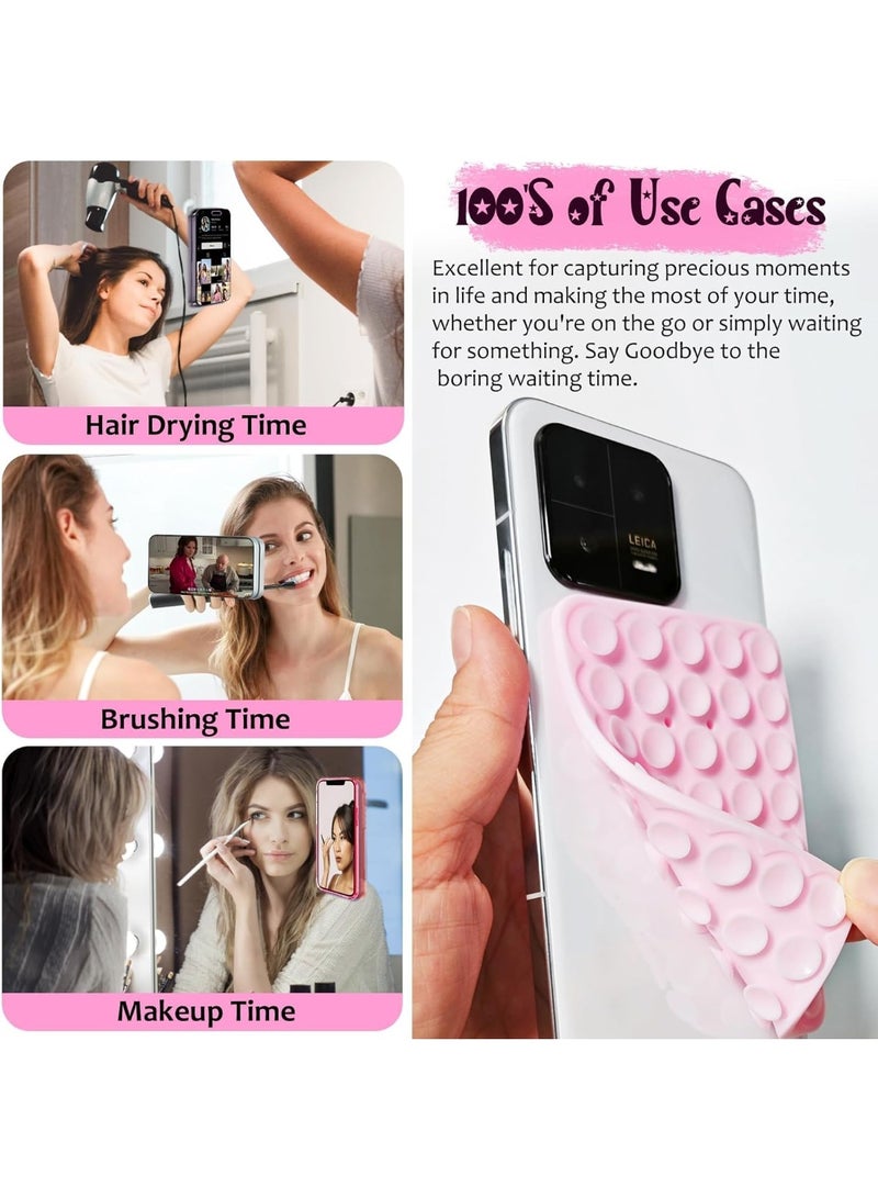 Silicone Suction Cup Phone Case Mount Double Sided, Hands-Free Strong Grip Phone Holder for Selfies, Videos, Desk, Car – Universal Silicone Phone Stand Compatible with iPhone and Android (Fuchsia) - Image 2