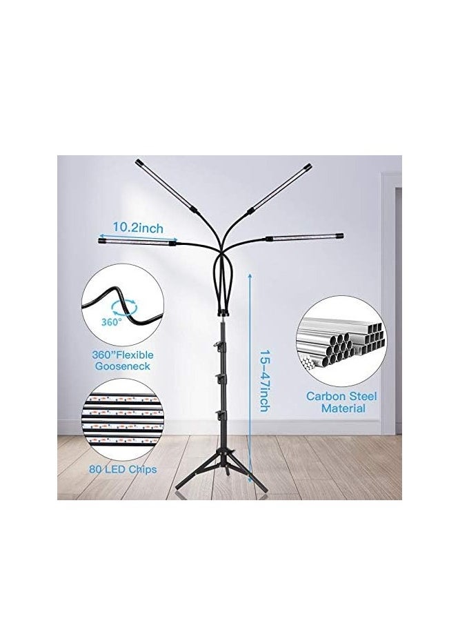 Midwest Grow Lights with Stand, 80 LED Floor Grow Light for Indoor Plants with Red Blue & Mixed Spectrum,Plant Growing Lamps with 10 Dimmable Levels, 3/9/12H Timer,3 Light Modes,Tripod Adjustable  - Image 3