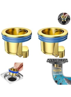 Toilet Floor Drain Deodorizing Core, Drain Plug Bathroom Tub, Anti-Backflow Drain Core Deodorant Plug, Floor Filter Plug Drain Core (Color : Gold, Size : 2pc)
