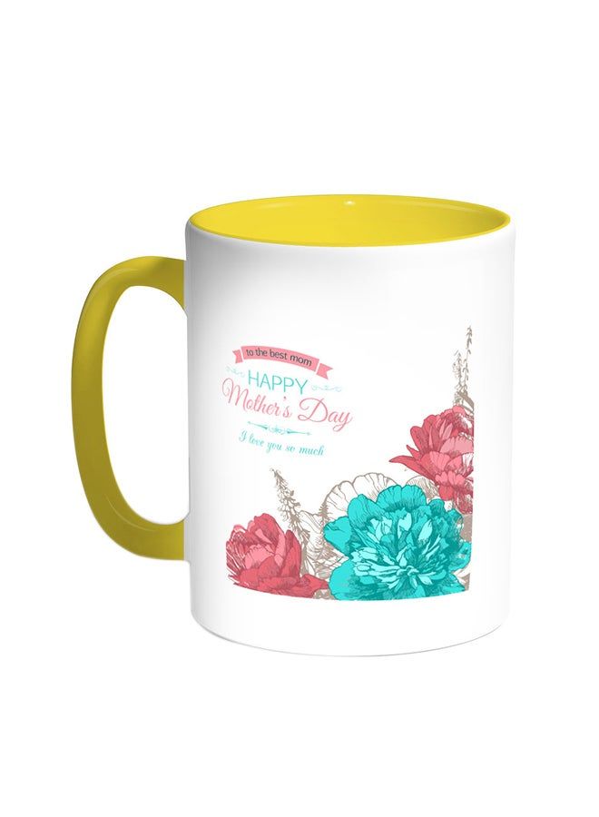 RKN Happy Mother's Day Printed Coffee Mug Yellow/White 11ounce - Image 2