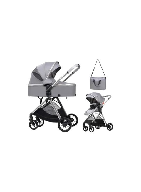 Kidilo V5 2-in-1 Baby Stroller, Convertible Bassinet and Toddler Seat, Black and Rose Gold, Adjustable Backrest with 3 Positions (Grey)