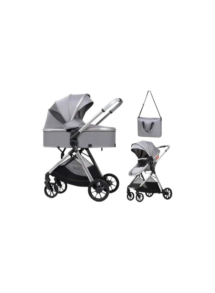 Kidilo V5 2-in-1 Baby Stroller, Convertible Bassinet and Toddler Seat, Black and Rose Gold, Adjustable Backrest with 3 Positions (Grey)