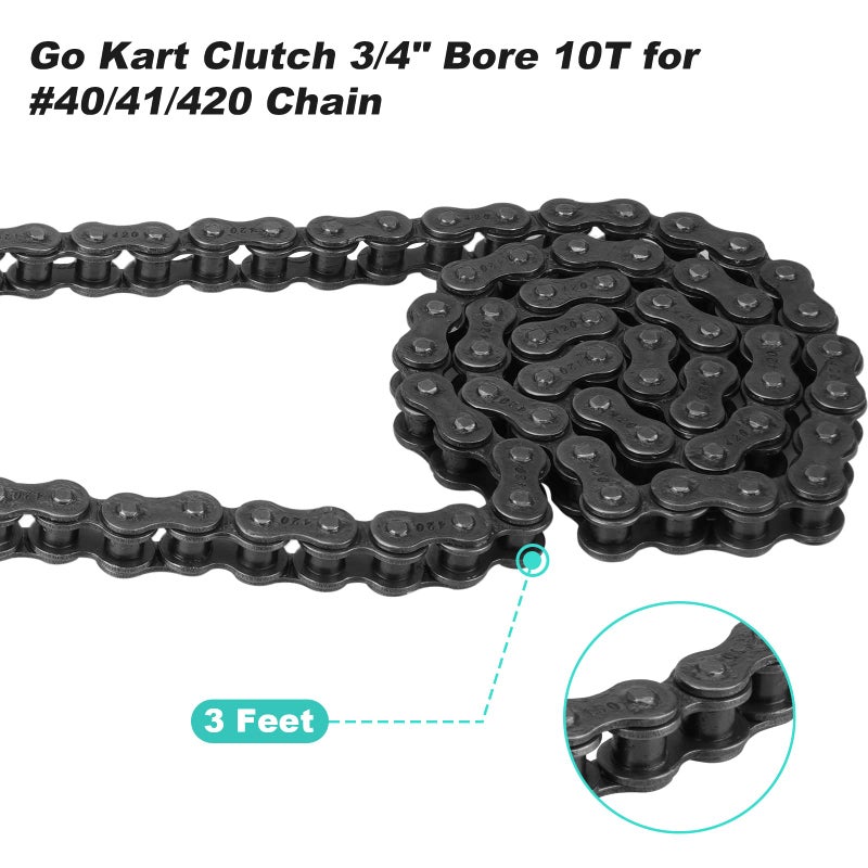 SEHNSUCHT Go Kart Clutch 3/4 Bore 10T with #40/41/420 Chain, for Predator 212 Centrifugal Clutch Fit for Minibike MB165 & MB200 and Honda Cloned Engines GC160, GC190, GX120, GX140, GX160, GX200. Up to 2-6.5HP - Image 5