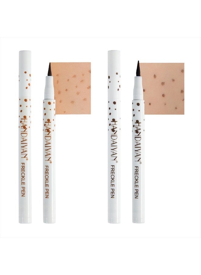 wenfeng Freckle Pen,2 Colors Natural Lifelike Fake Freckles Makeup Pen,Magic Freckle Color Makeup Tool,Long-Lasting and Waterproof Dot Spot Pen Create Natural Sun-kissed Skin(Dark Brown+Light Brown)  - Image 1