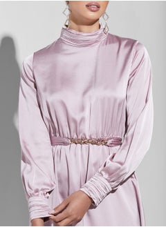Namshi X Trendyol High Neck Chain Belted Dress  - Image 3
