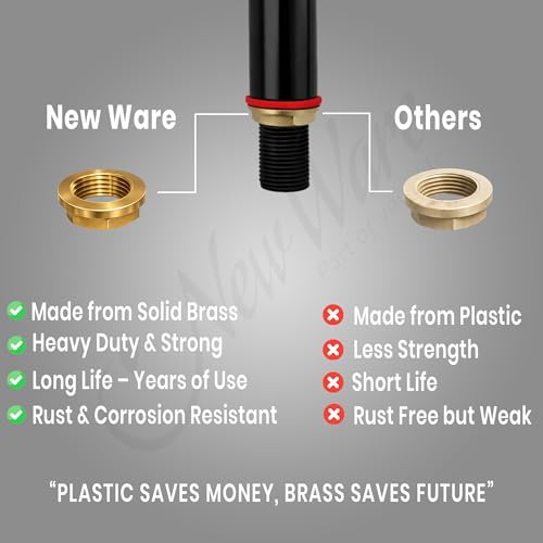 New Ware Brass Bib Cock 8.5 Inch Matt Black Faucet with Wall Flange for Bathroom and Kitchen Sink - Image 4