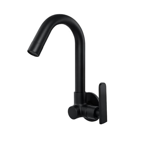 New Ware Brass Bib Cock 8.5 Inch Matt Black Faucet with Wall Flange for Bathroom and Kitchen Sink - Image 1