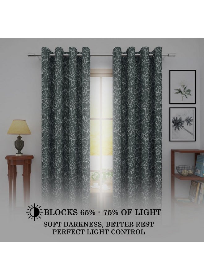 Story@Home Story@Home Room Darkening Door Curtains 7 Feet Set of 2 | Branches Design Door Curtain | Thermal Insulated Curtains | Curtains for Living Room | (116 x 215 cm, Grey) | Perfect for Home Decor  - Image 3