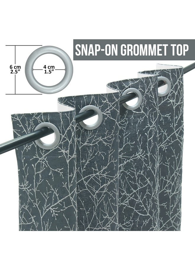Story@Home Story@Home Room Darkening Door Curtains 7 Feet Set of 2 | Branches Design Door Curtain | Thermal Insulated Curtains | Curtains for Living Room | (116 x 215 cm, Grey) | Perfect for Home Decor  - Image 5