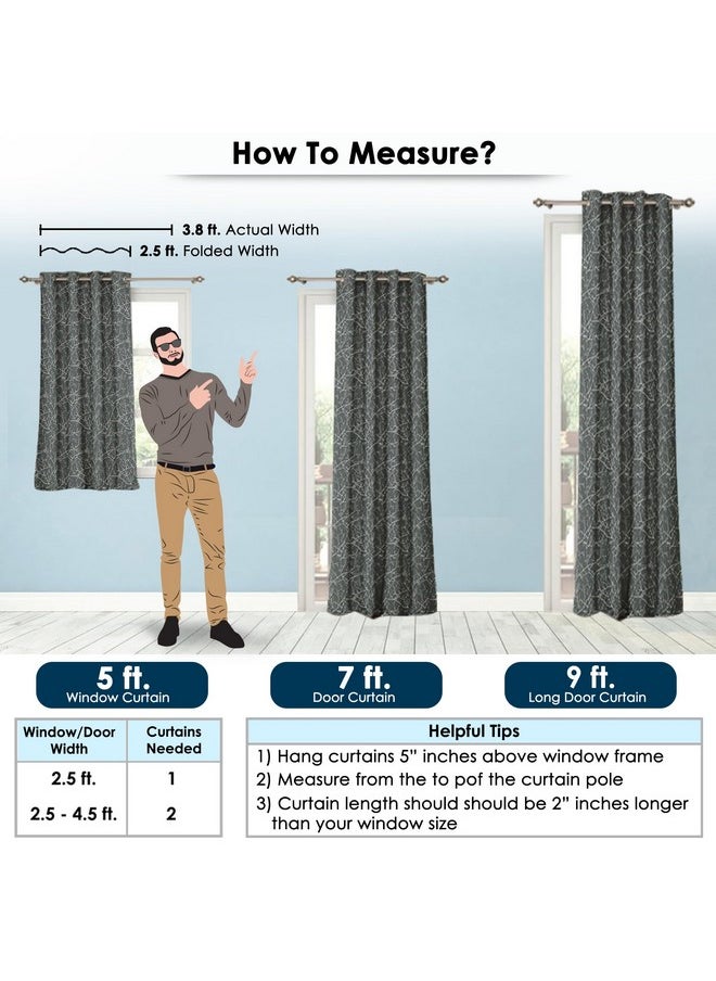 Story@Home Story@Home Room Darkening Door Curtains 7 Feet Set of 2 | Branches Design Door Curtain | Thermal Insulated Curtains | Curtains for Living Room | (116 x 215 cm, Grey) | Perfect for Home Decor  - Image 2
