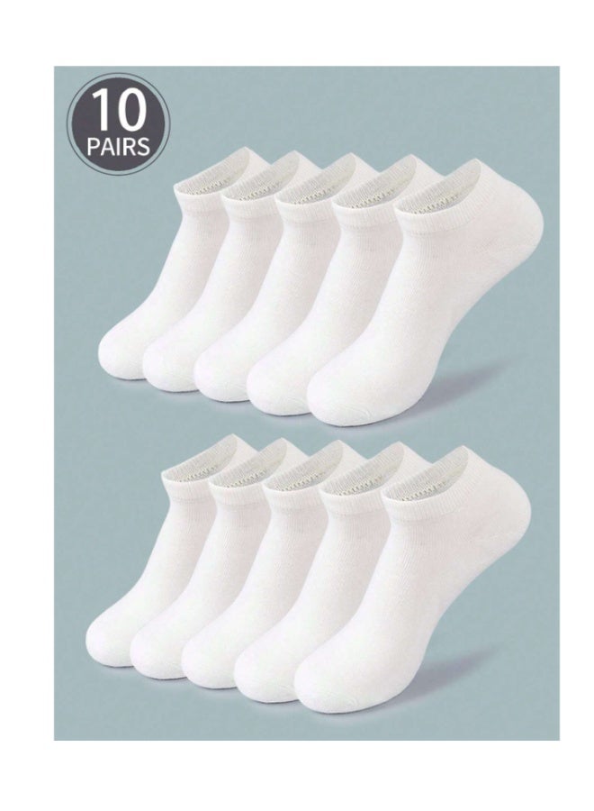 5 pairs White, thin, breathable low-cut socks for men and women; suitable for school and the gym (Sizes 39-42) - Image 1