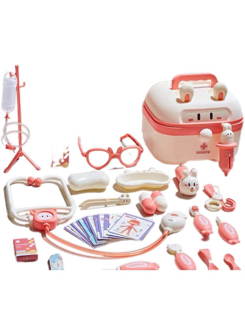 YOKA 31-piece kids doctor set, suitable for role-playing and educational medical play, includes a stethoscope medical kit, dentist and doctor toy set, a role-playing gift for children aged 3-8 (pink) - Image 1