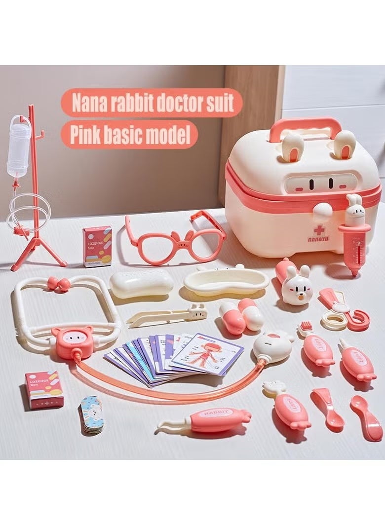 YOKA 31-piece kids doctor set, suitable for role-playing and educational medical play, includes a stethoscope medical kit, dentist and doctor toy set, a role-playing gift for children aged 3-8 (pink) - Image 2