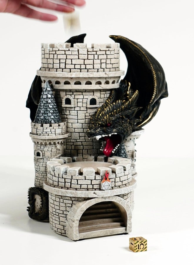 Forged Dice Co. Dragon’s Keep Dice Tower - Hand Painted Dice Rolling Tower Castle with LED Lights, Made from Heavy Duty Resin - Compatible with DND Accessories, D&D 5e, and Standard RPG Dice (Black) - Image 5