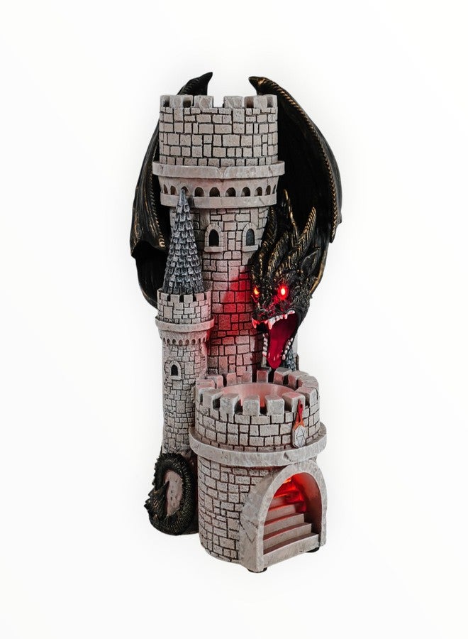 Forged Dice Co. Dragon’s Keep Dice Tower - Hand Painted Dice Rolling Tower Castle with LED Lights, Made from Heavy Duty Resin - Compatible with DND Accessories, D&D 5e, and Standard RPG Dice (Black) - Image 2
