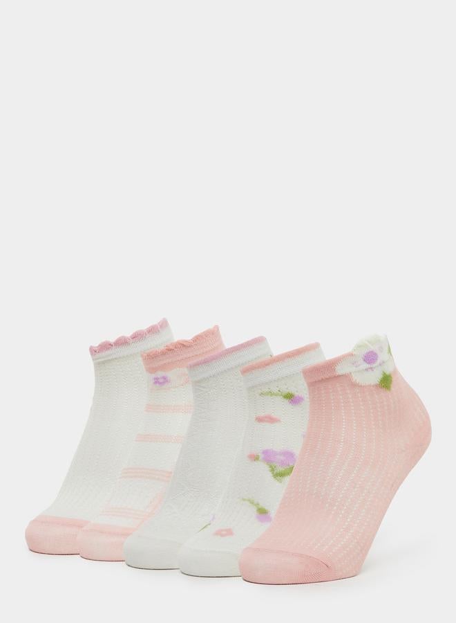 Styli Pack of 5 - Girls Flower Pattern Socks - Image 1