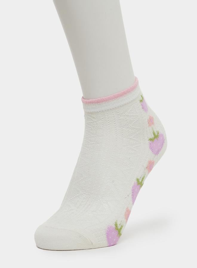 Styli Pack of 5 - Girls Flower Pattern Socks - Image 2