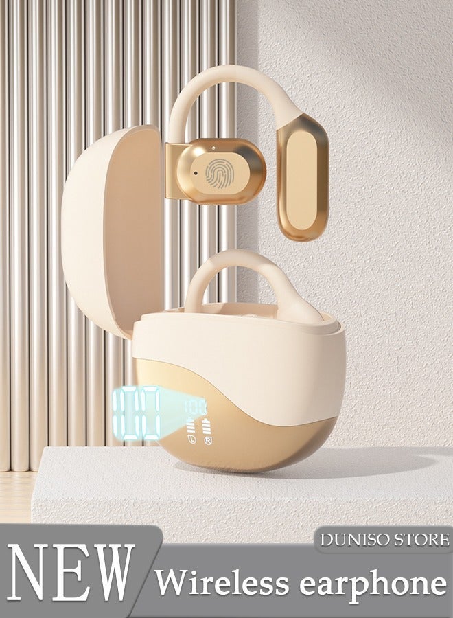 DUNISO Wireless Earbuds Bluetooth Ear Clip Waterproof Stereo Noise Reduction Earphones Open Ear Sport Earphones with Earhooks Charging Case LED Power Display Touch Control for Running Sport Gym - Image 1