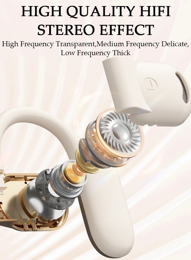 DUNISO Wireless Earbuds Bluetooth Ear Clip Waterproof Stereo Noise Reduction Earphones Open Ear Sport Earphones with Earhooks Charging Case LED Power Display Touch Control for Running Sport Gym - Image 5